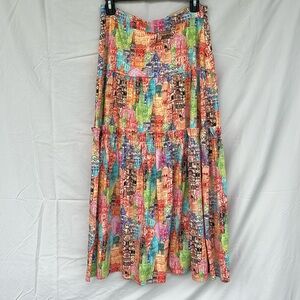 ANTHROPOLOGIE EVA FRANCO Multi Colored Tiered Maxi Skirt. NWOT Size 4